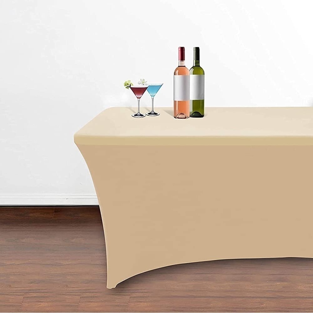 Party Time Table Cover Champagne 4ft Stretch Spandex Reusable Graduation Party